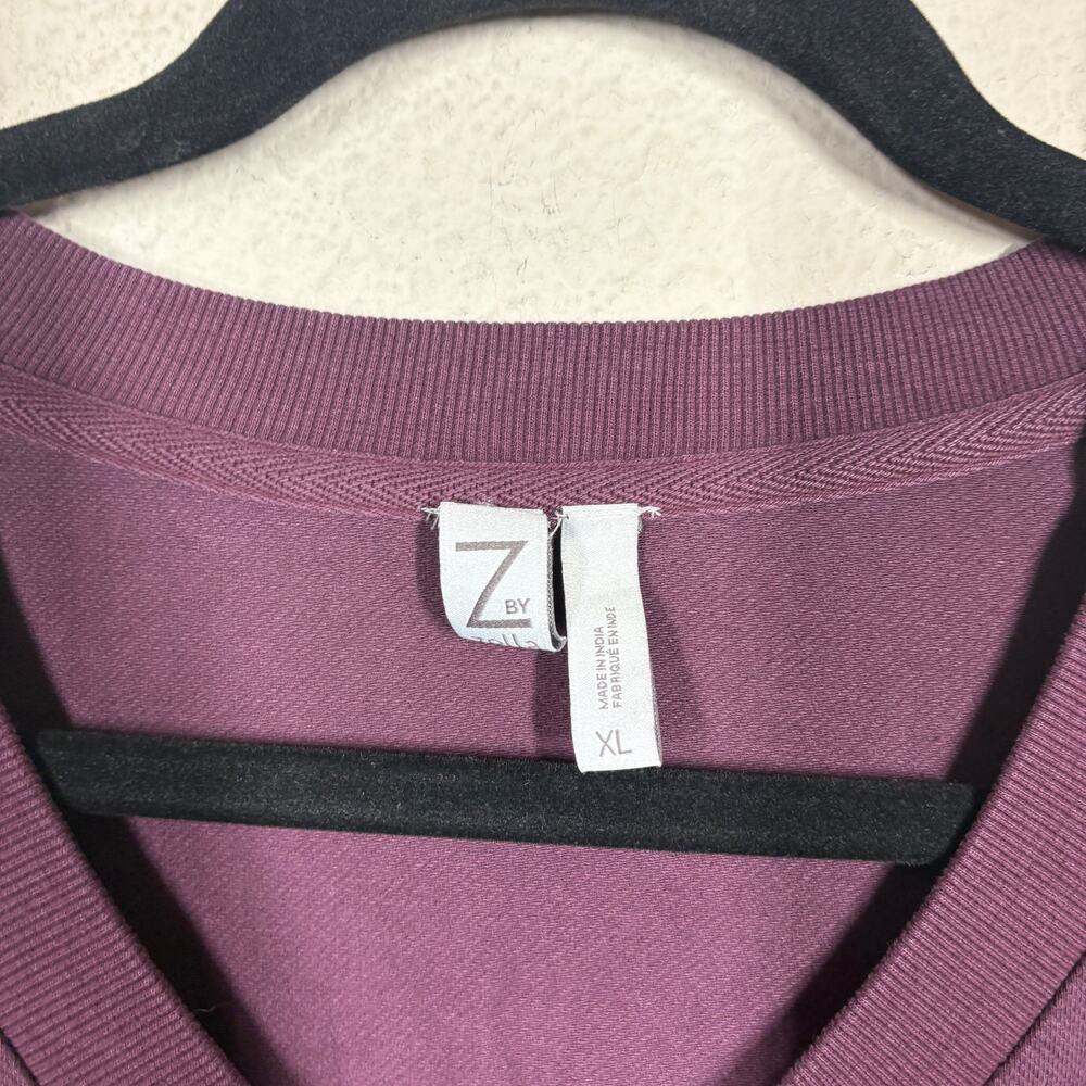 Zella Womens XL Pullover Sweatshirt Purple Claret Cotton V Neck Long Sleeves - Picture 5 of 8